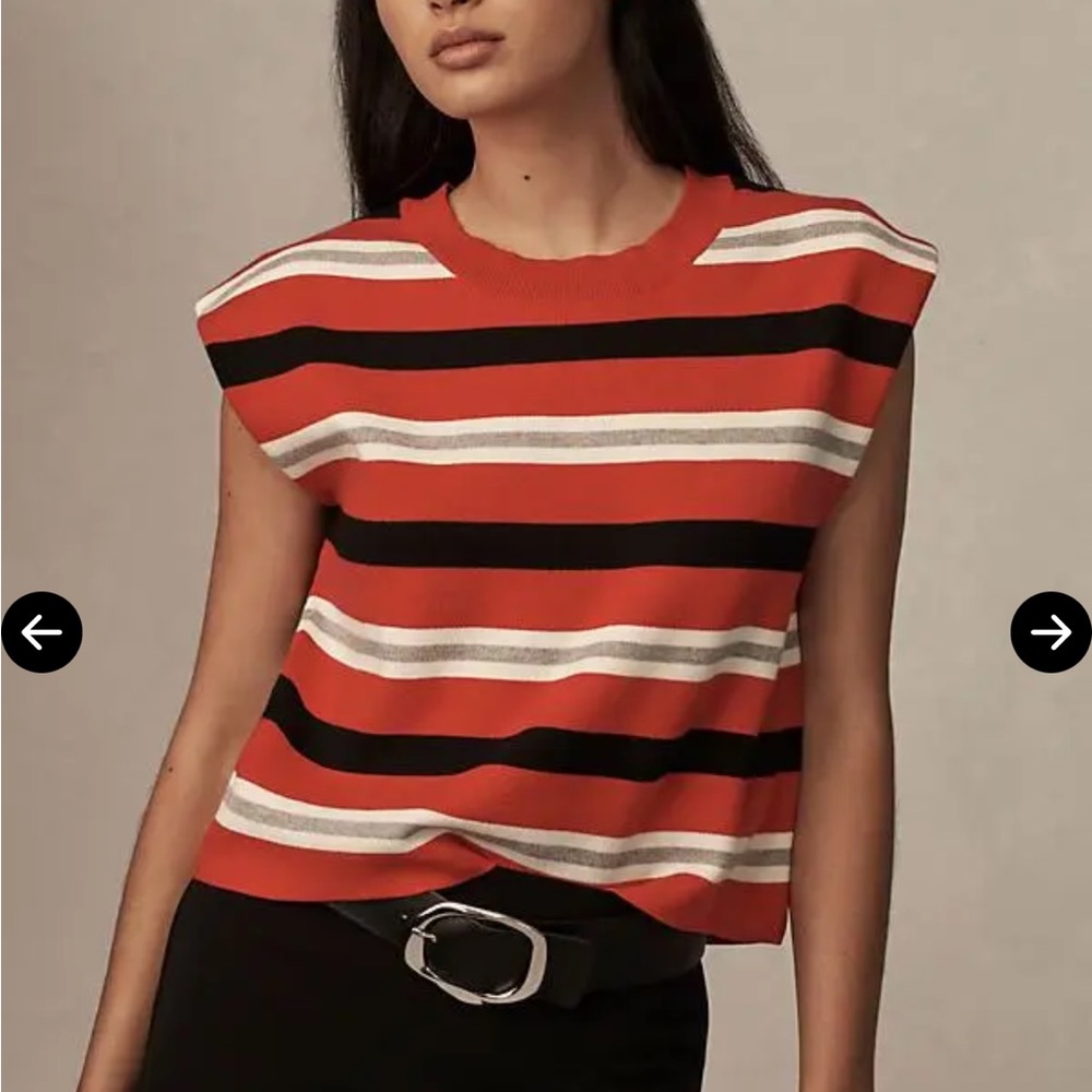 Maeve Bold Striped Sweater Tank - Red, Black, White - NWT Size L